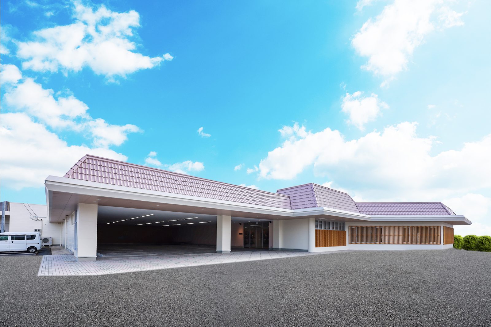 唐津市の葬儀場 メモリードホール山本の外観